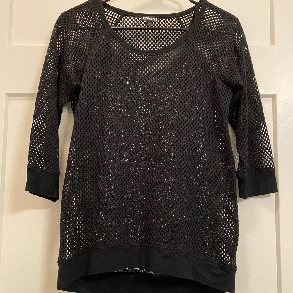 Express Top with Sequin Tank Black